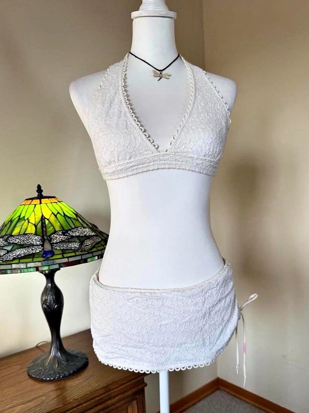 Juicy Couture Beach Royalty Lace Bikini Set White Medium Like New